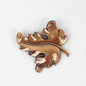 Copper Color Leaf Pin Brooch